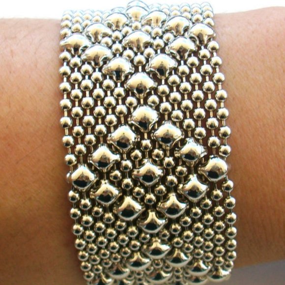 SG Liquid Metal Silver Mesh Cuff Bracelet by Sergio Gutierrez B9 / All … - Picture 1 of 5